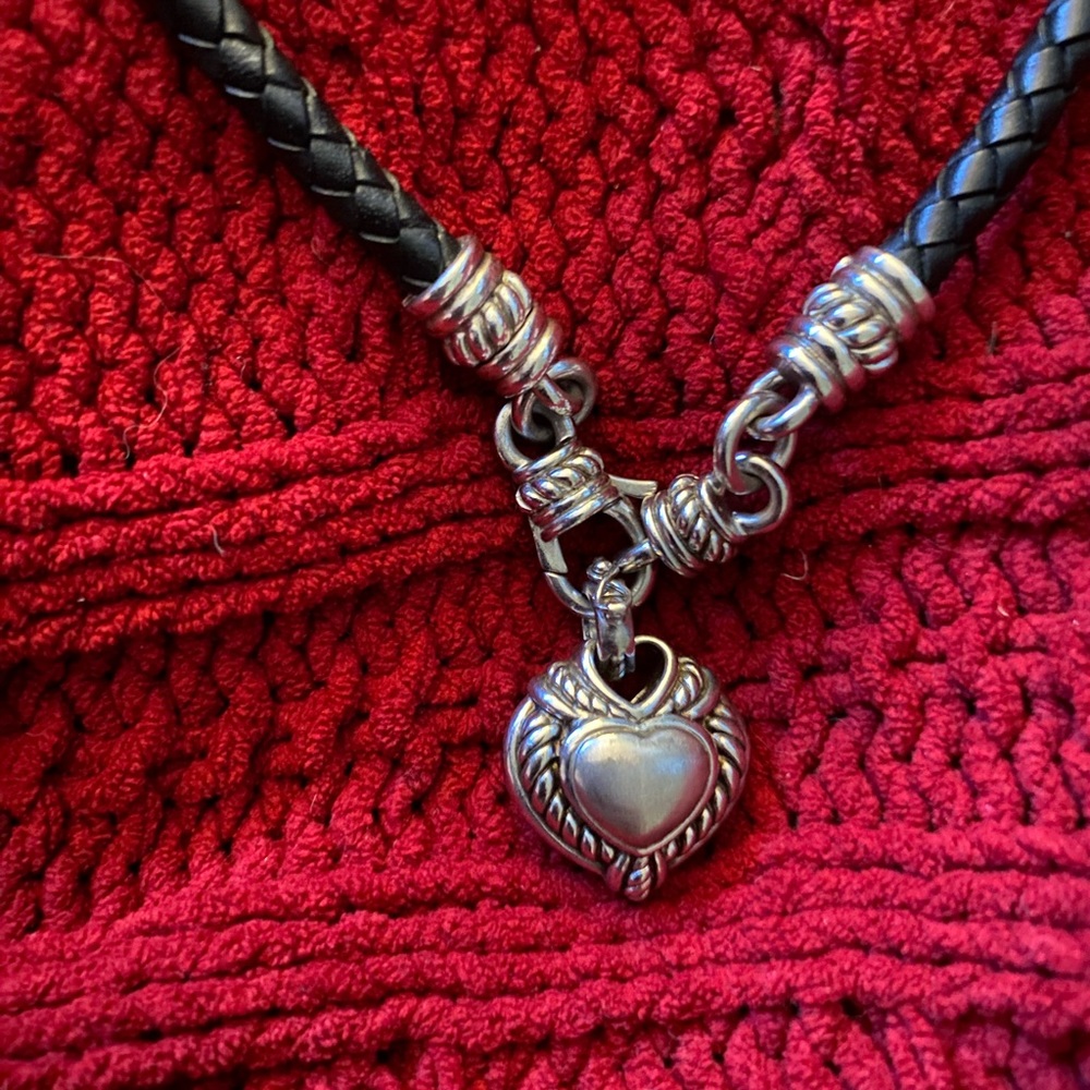 SALE🥂Judith Ripka sterling silver diamonique leather corded necklace/choker - Picture 4 of 10